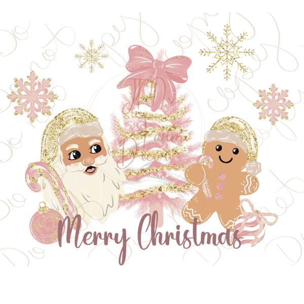 Pink Christmas with White Santa