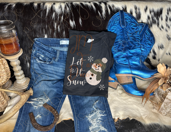 Let it Snow Hand Painted Snowman shirt