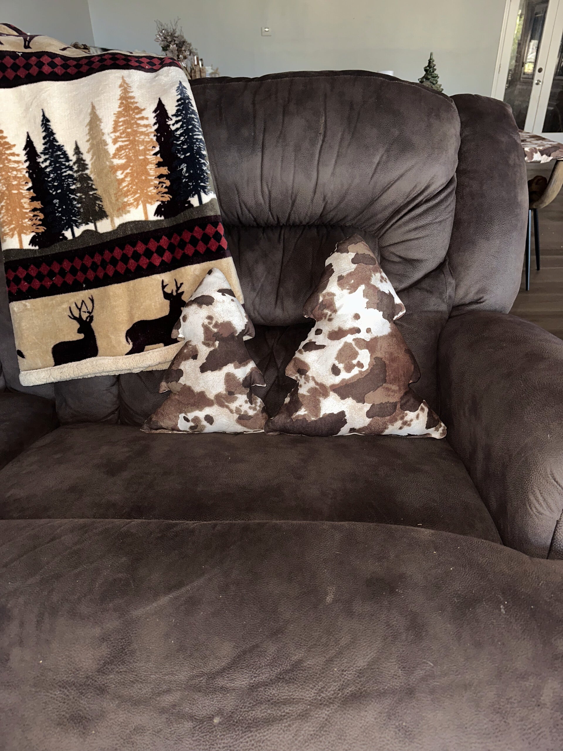 Cow Christmas Tree Pillow Small