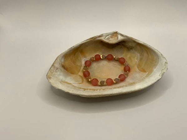 Coral and Gold Bracelet (size 5 1/2” wrist)