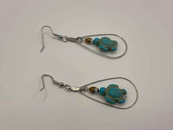 Turtle Teardrop Earrings (surgical stainless steel)