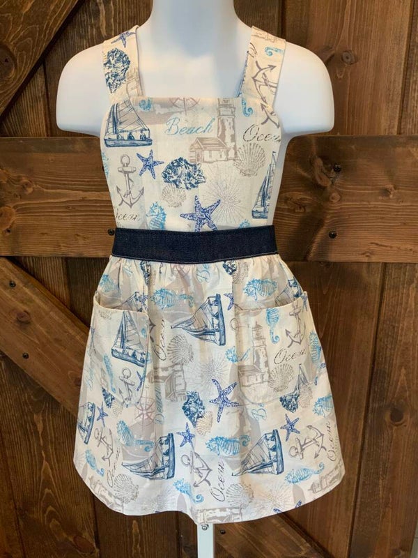 Girls Beach Themed apron (ages 3-5)