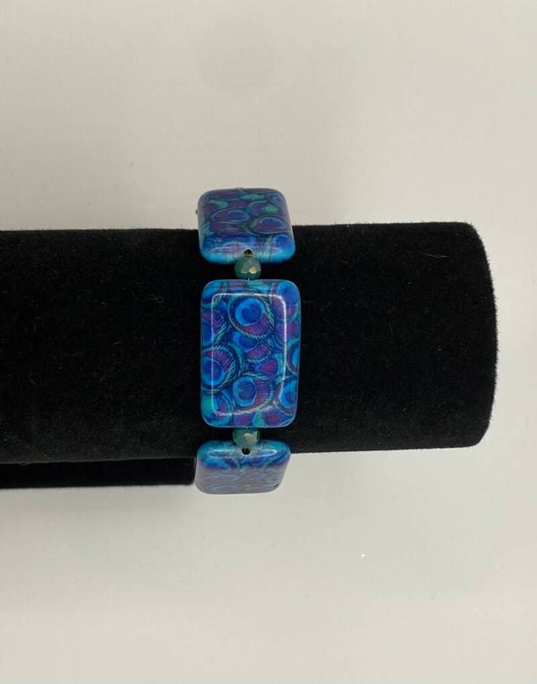 Peacock Bracelet with Toggle (size 7 wrist)