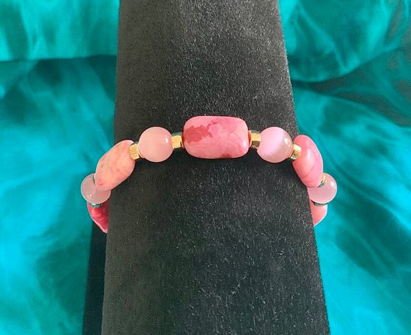 Cotton Candy Breast Cancer Awareness Bracelet (size 6.5” wrist)