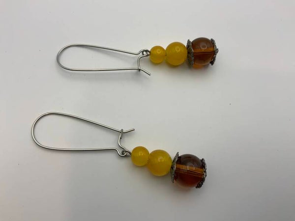 Amber Drop Earrings (surgical stainless steel)