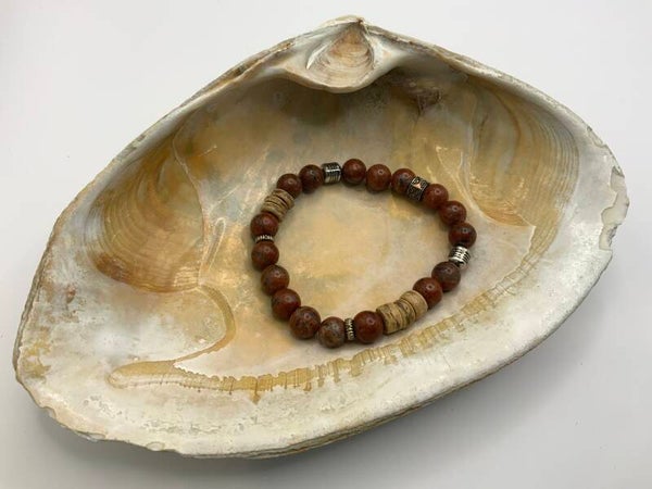 Glass and Cork Bracelet (size 6 1/2” wrist)