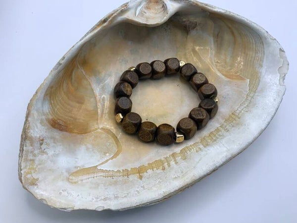 Wood and Gold Bracelet (size 6 wrist)