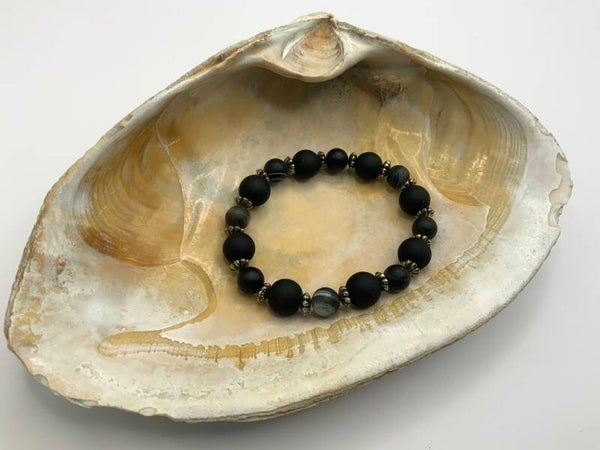 Striped Agate Bracelet (size 6 1/2” wrist)