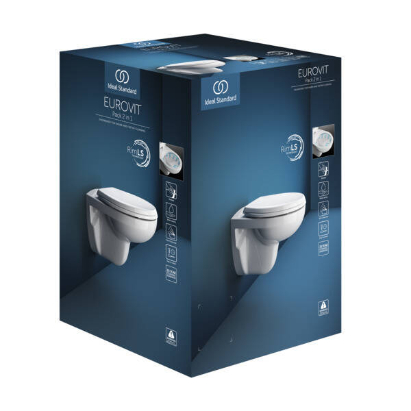 Wand-Tiefspül-WC-Paket Eurovit Pro o.Spülrand inkl.WC-Sitz weiss Id.Stand.