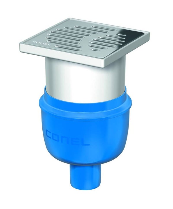 Bodenablauf DRAIN DN 100 senkrecht CONEL mit Aufsatz, Rost 150mm