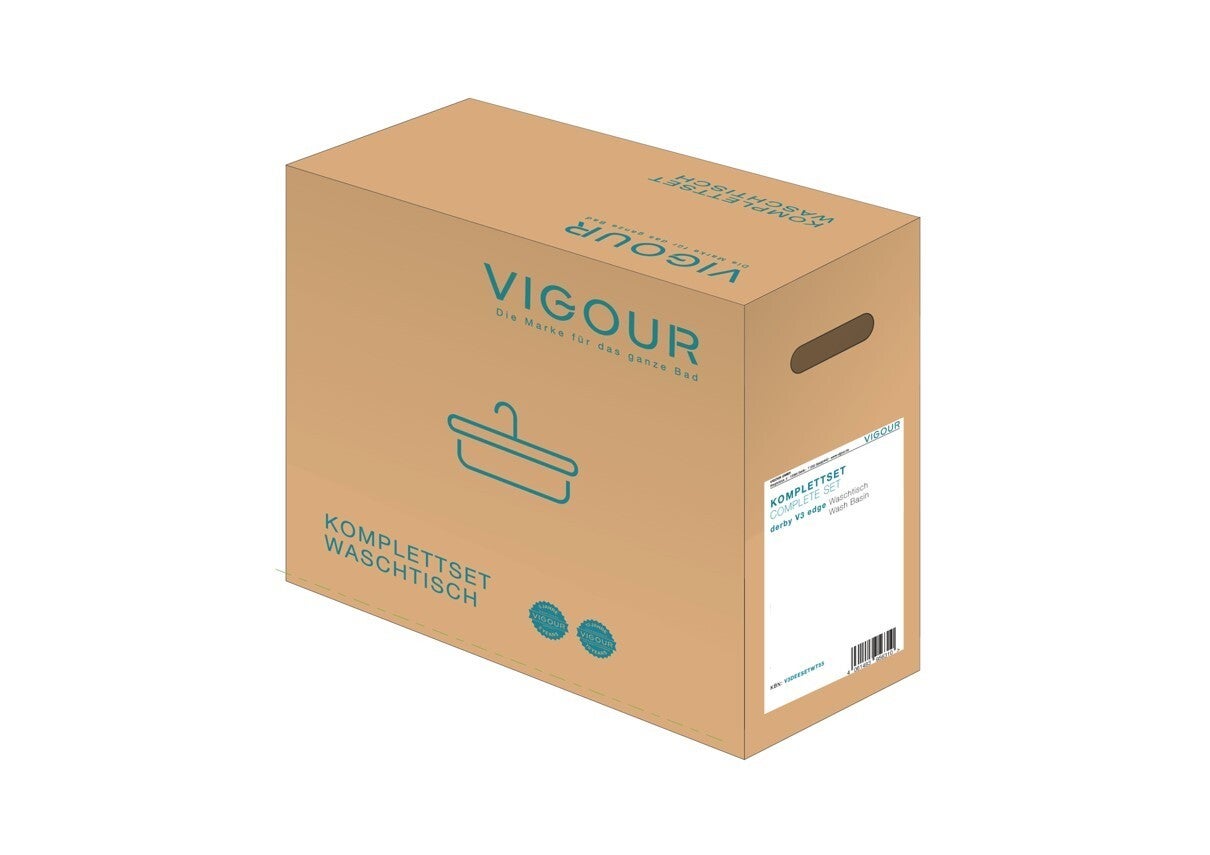 WT-Set derby V3 m. Einhebelmischer Befestigung, Siphon, Eckventile VIGOUR