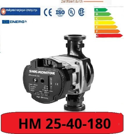 PWM/Hocheffizienz Umwälzpumpe HM 25-40-180 220-240V / SHK-KONTOR