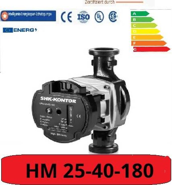 PWM/Hocheffizienz Umwälzpumpe HM 25-40-180 220-240V / SHK-KONTOR