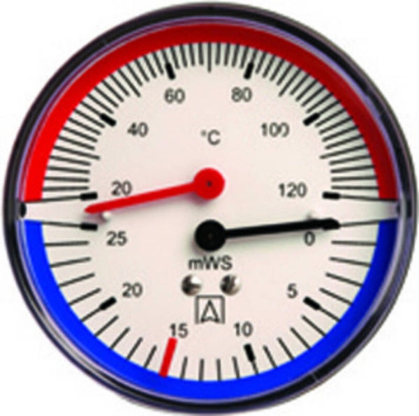 Mano-Thermometer 1/2" hinten 0-2.5/4 bar Gehaeuse 80mm 20-120Grad