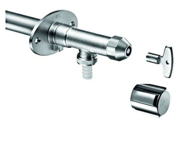 Aussenwandventil Polar II 039950399 frostsicher,m.Steckschl.-Ob.,mattchrom