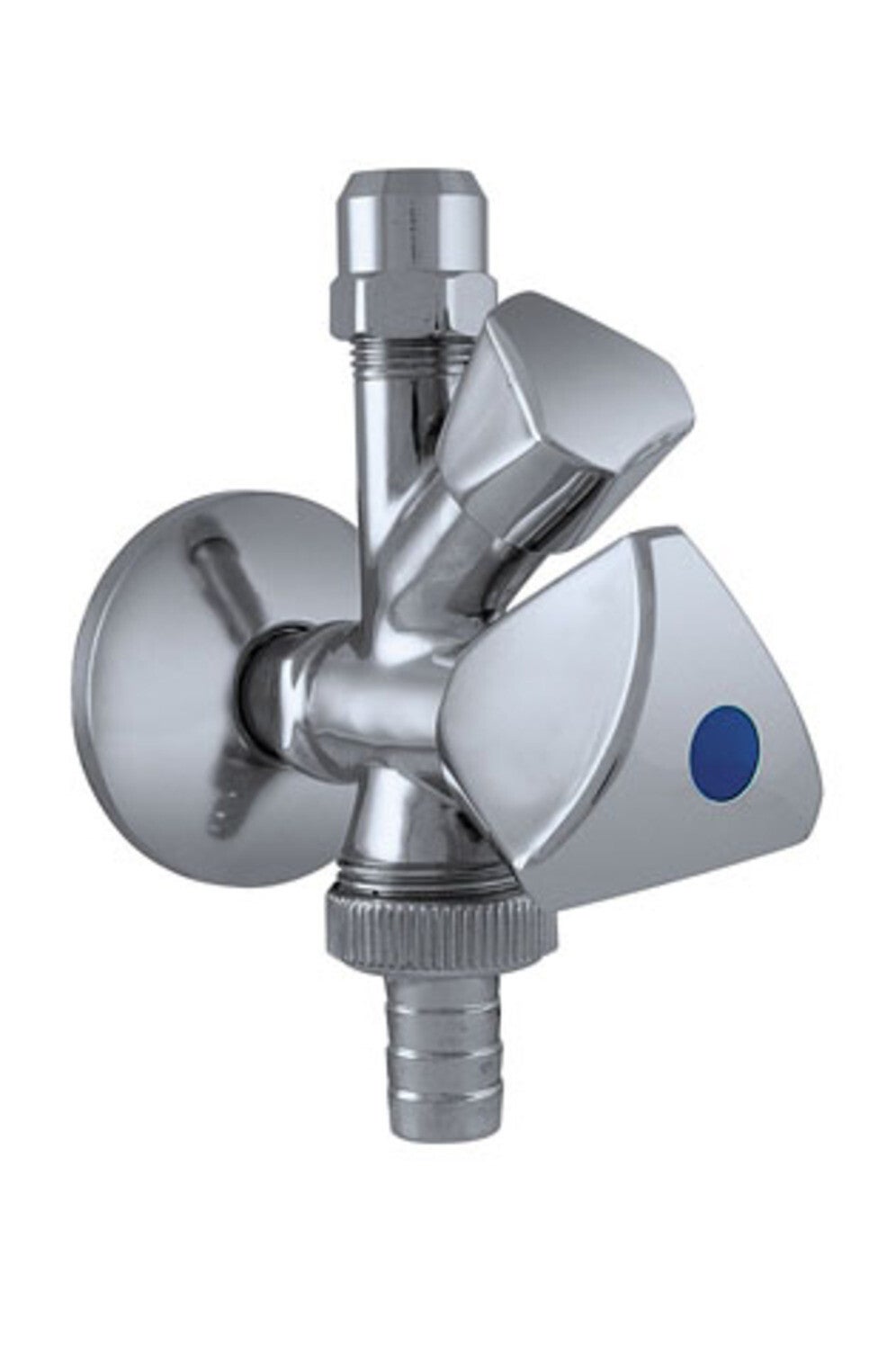 Kombi-Eckventil TRINNITY 3/8" m. Rosette mit Rückflussverhinderer verchromt