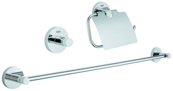 Bad-Set 3in1 Essentials verchromt Grohe Badetuchhalt.,Pap.halt.,Badem.haken