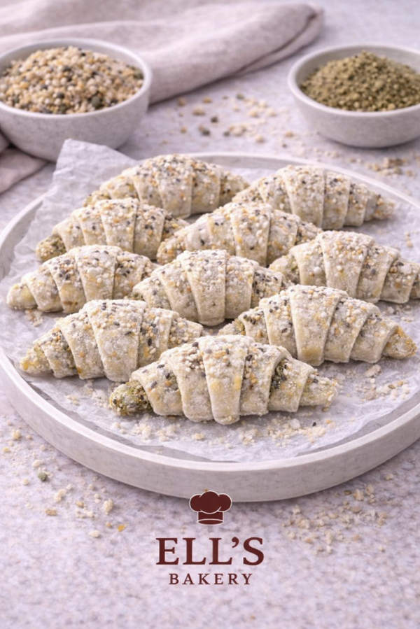 كروسون زعتر متعدد الحبوب multigrain zaatar croissant