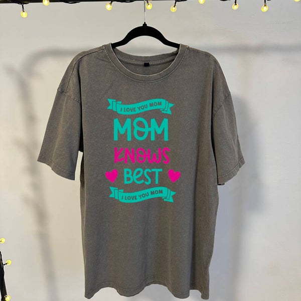 Koszulka Oversize Acid Washed z nadrukiem dla Mamy