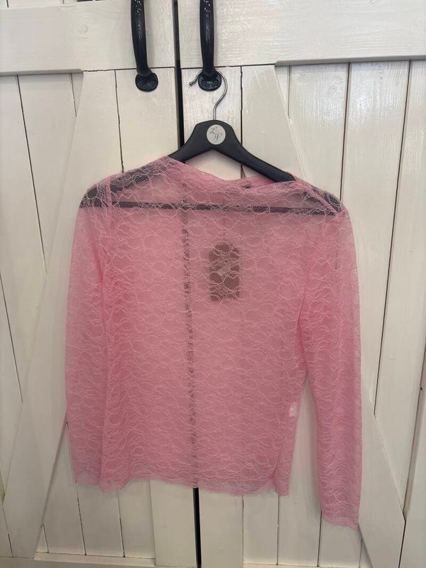 Kanten mesh top lichtroze