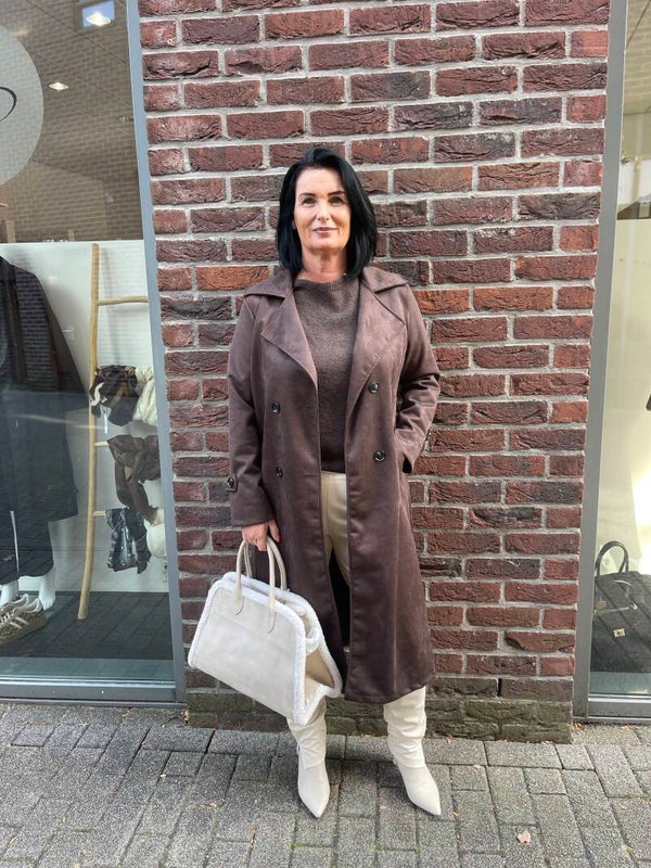 Trenchcoat Suedine Bruin