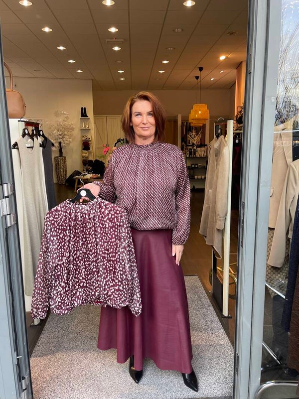 Blouse Romy Bordeaux Rood Leopard