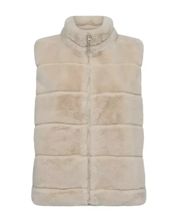 Bodywarmer Fake Fur Beige