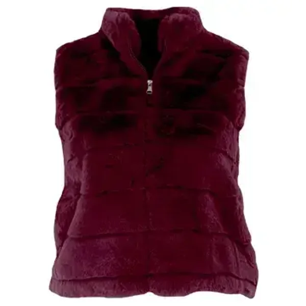 Bodywarmer Fake Fur Bordeaux Rood