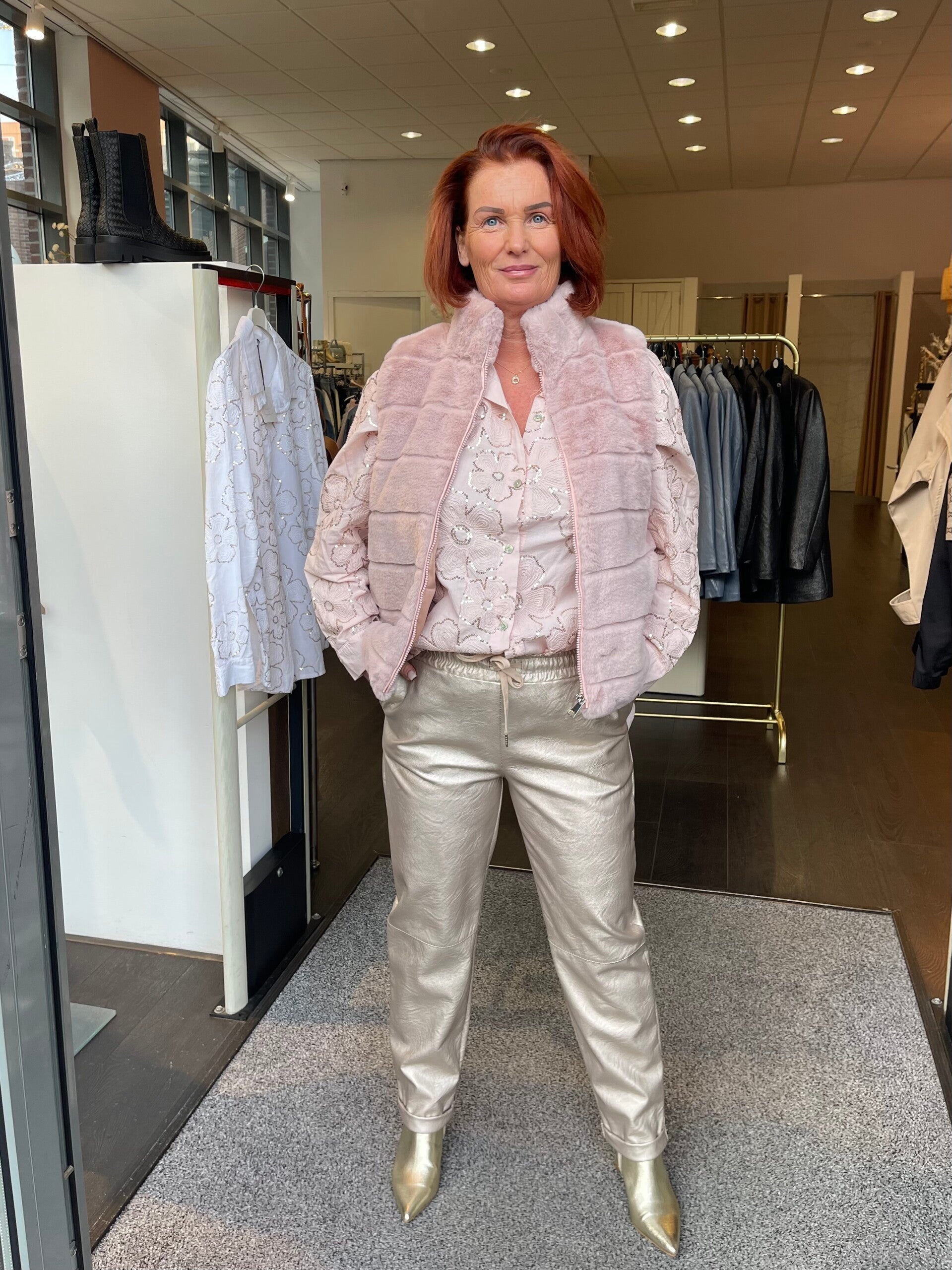 Bodywarmer Fake Fur Lichtroze