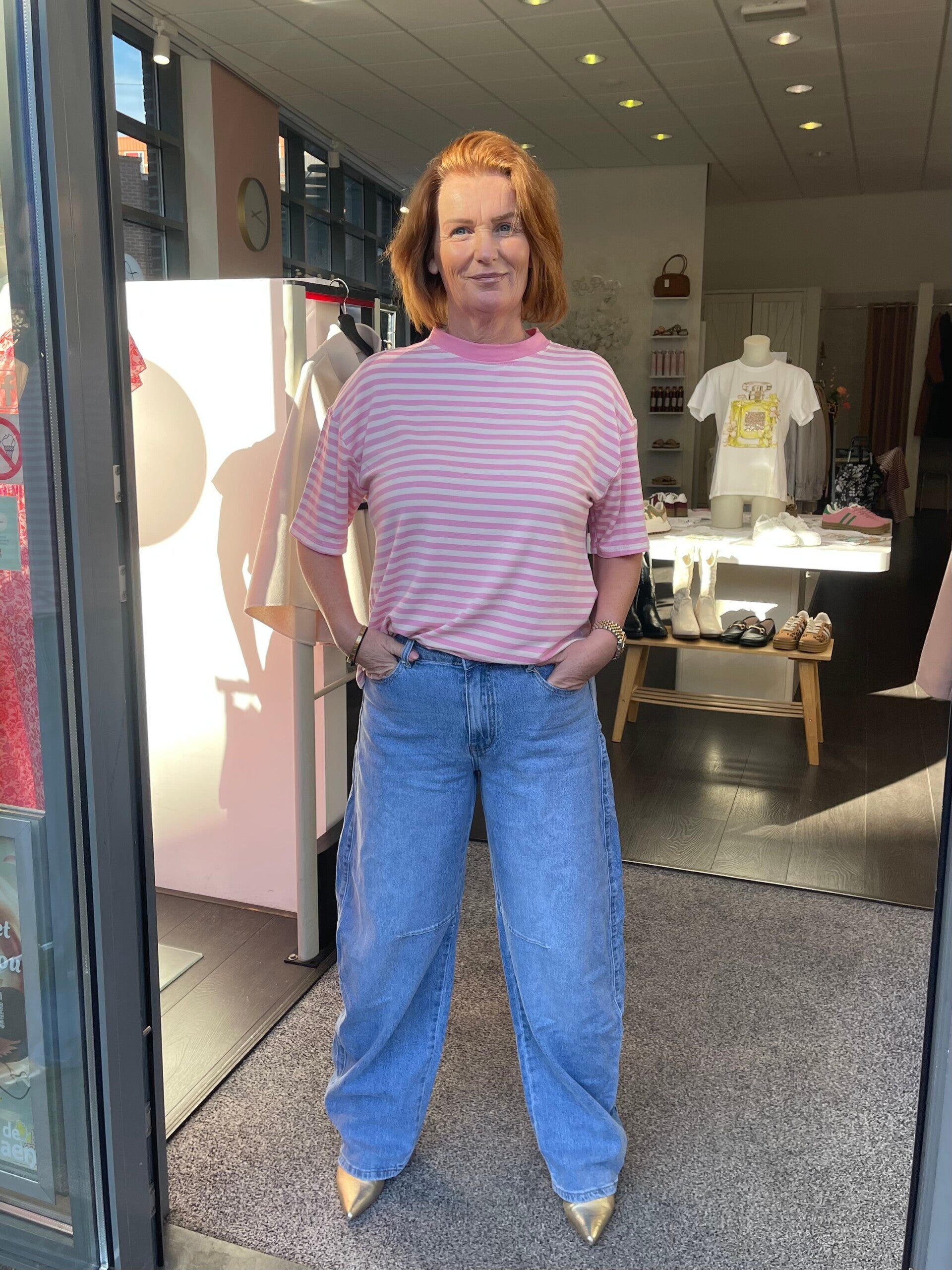 T-shirt Emma met streep Lichroze