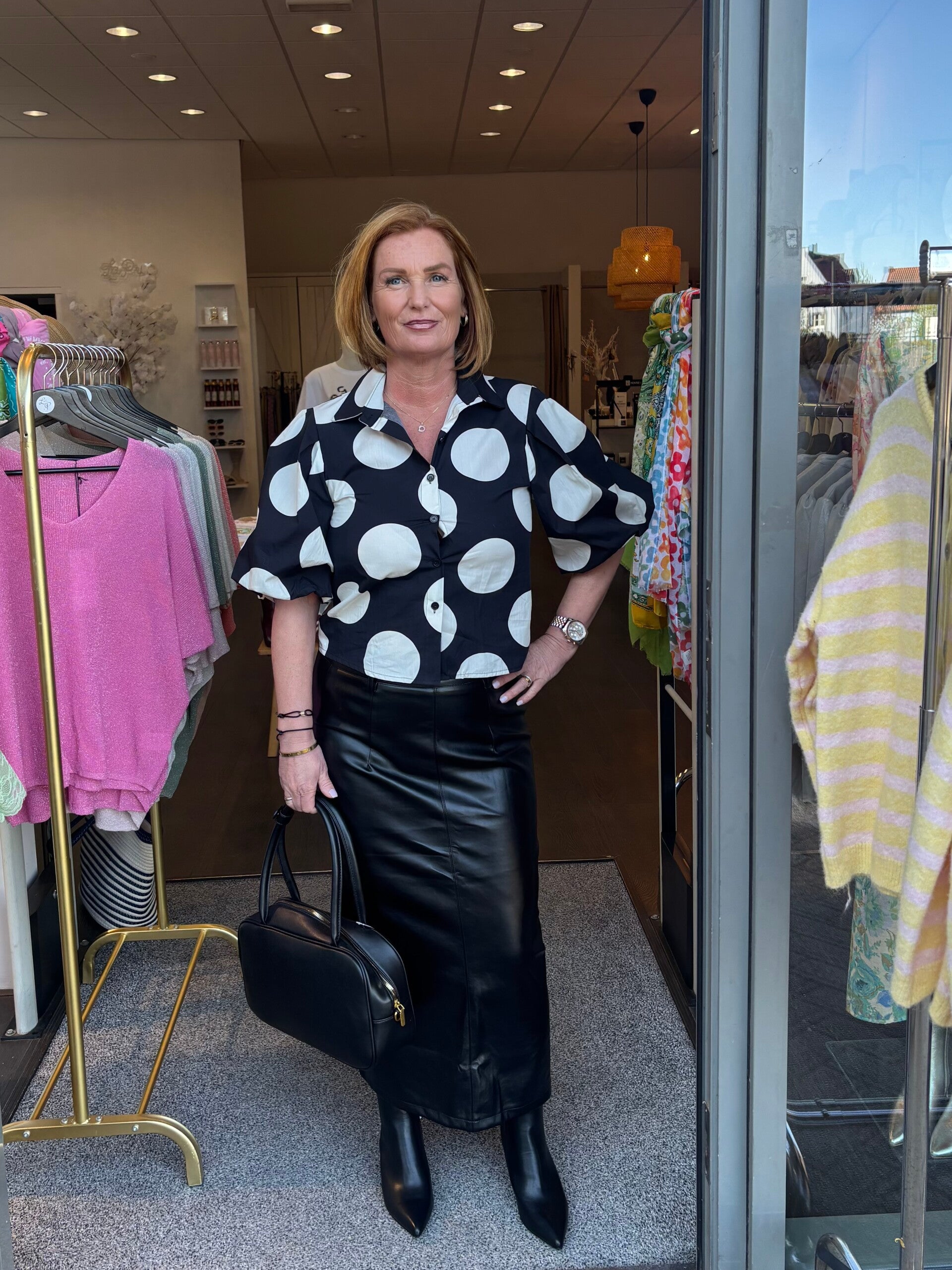 Blouse Norah met polkadots Zwart