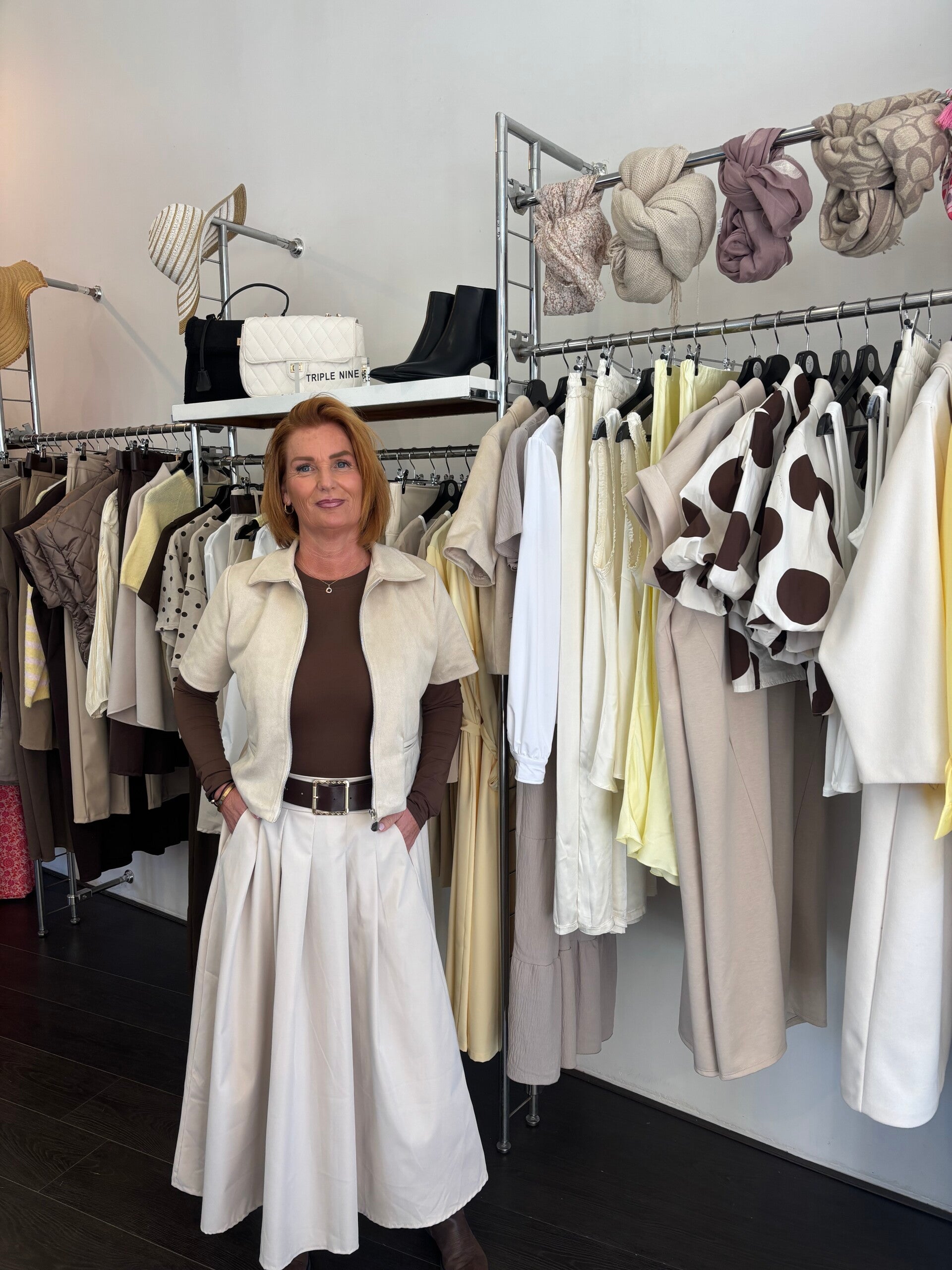 Rok Stelle met riem Taupe