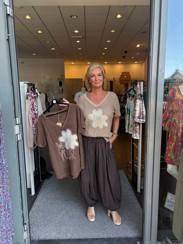 Trui Flower Gouden details