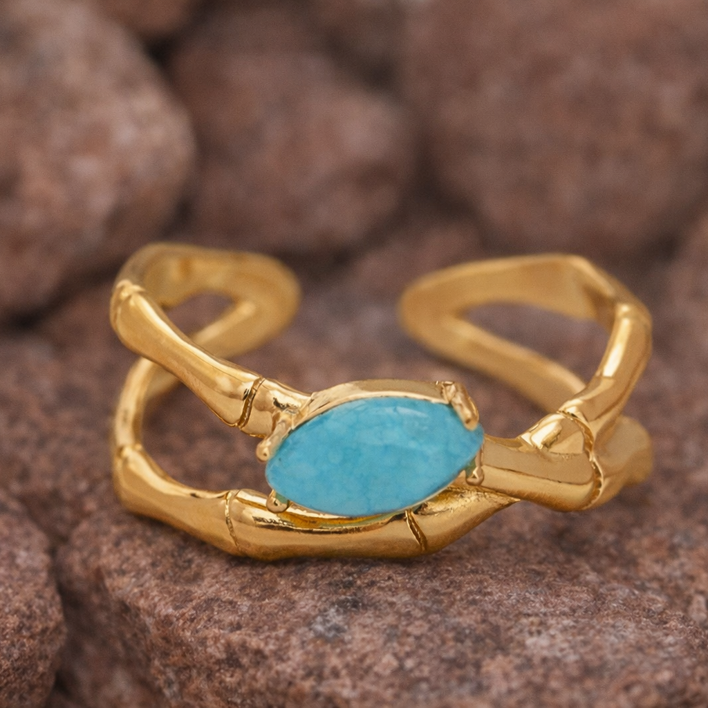 Blue Bambus Ring