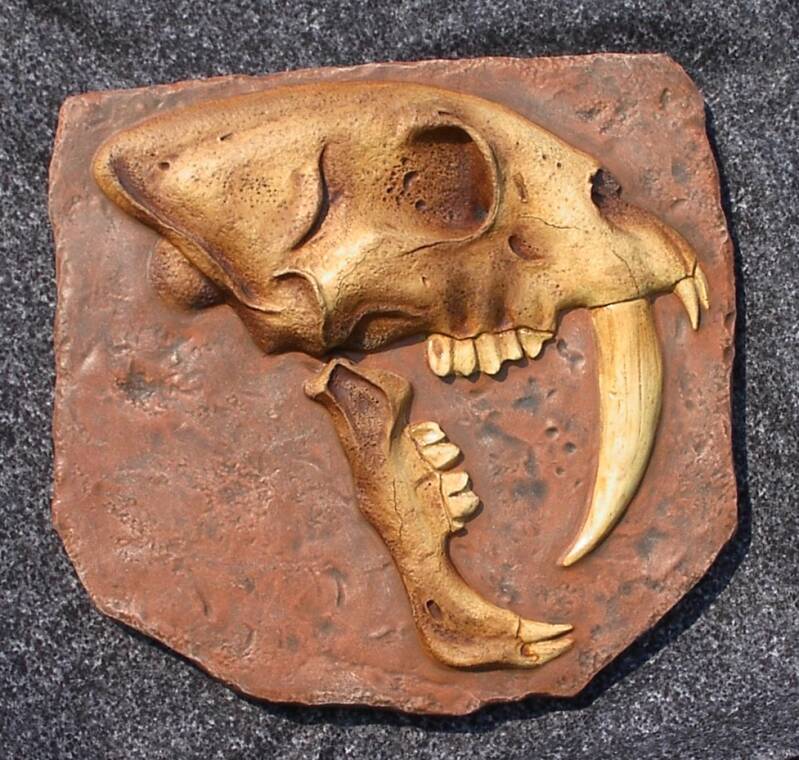 Rubber mold cast concrete, painted