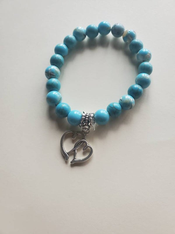 Bracelet perles turquoises magnétisées