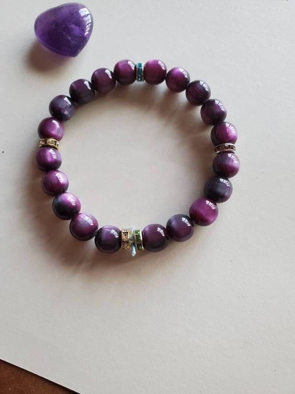Bracelet nacré violet  magnétisé