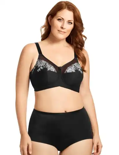 ELILA EMBROIDERED SOFTCUP 1301BK/SL-CLEARANCE
