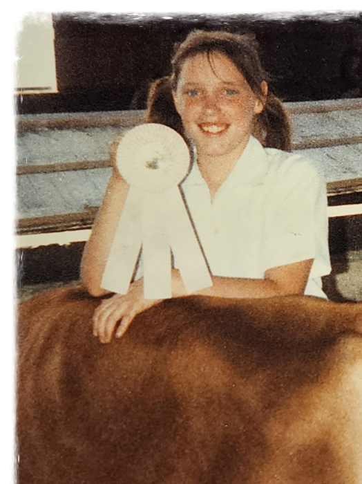 Katie with dairy cow 1985