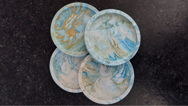 Onderzetters - blauw/wit/goud