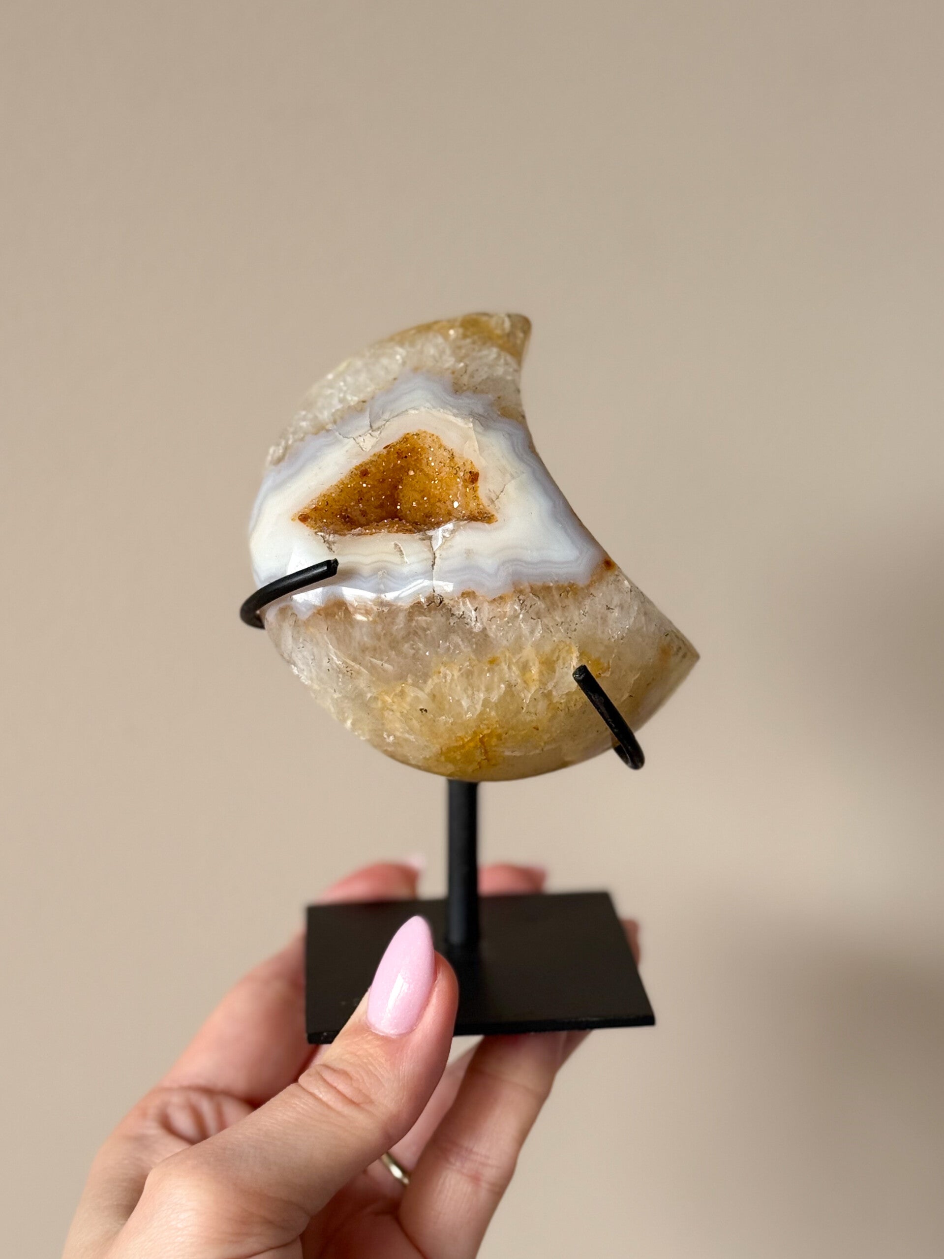 Agaat maan in houder | A15