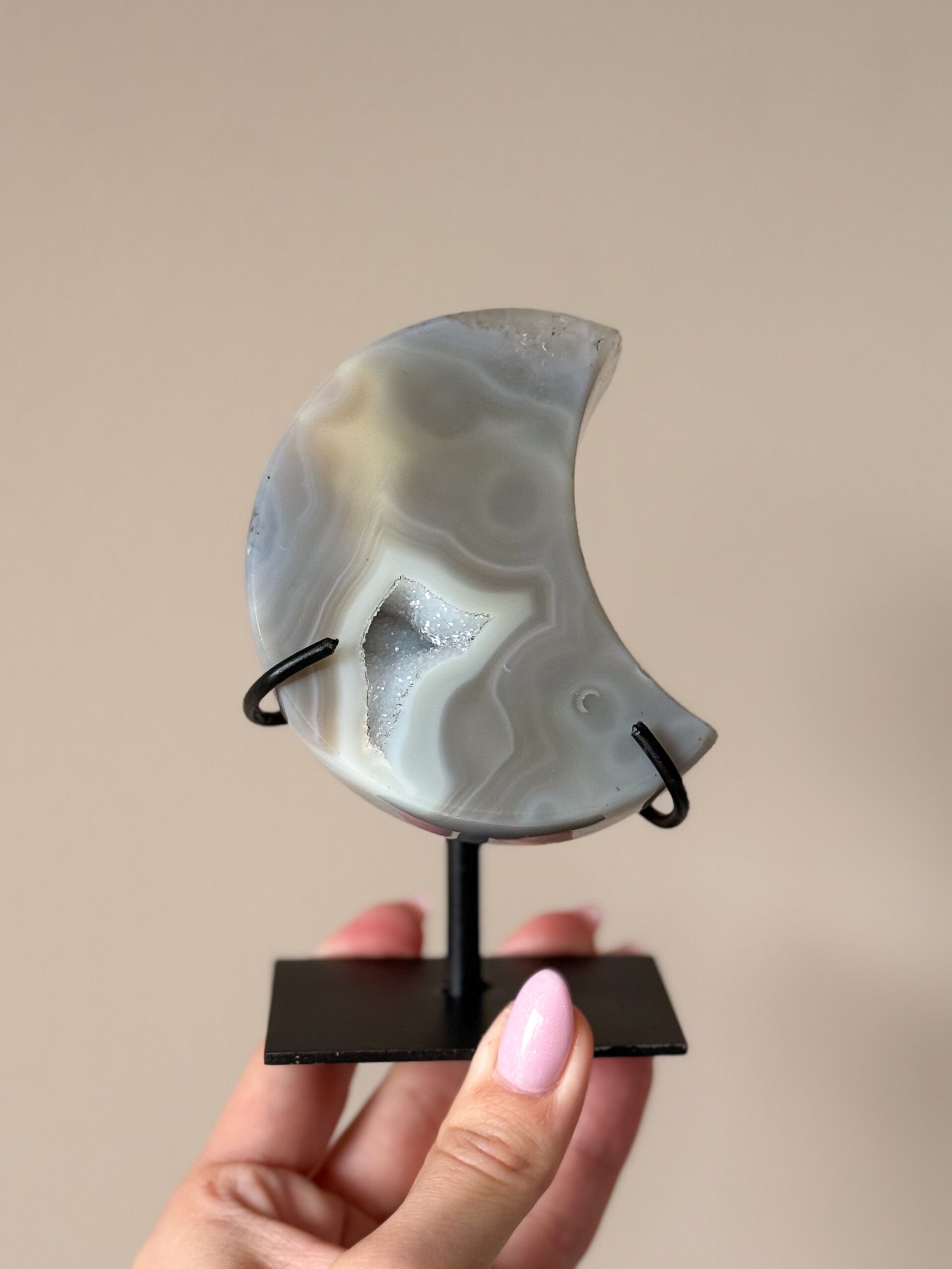 Agaat maan in houder | A11