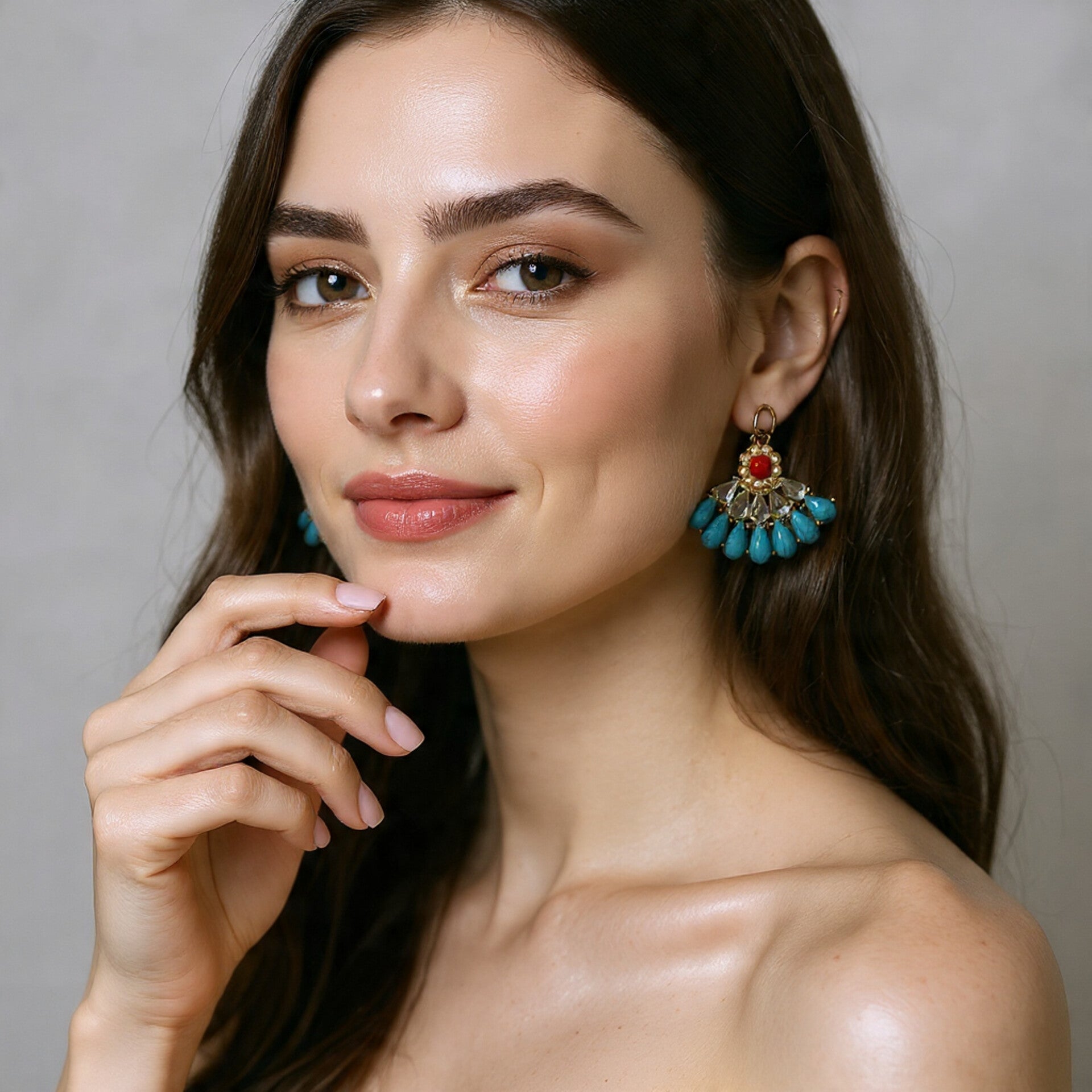 Gold Pleated fan earrings /Pendientes de abanico plisado oro