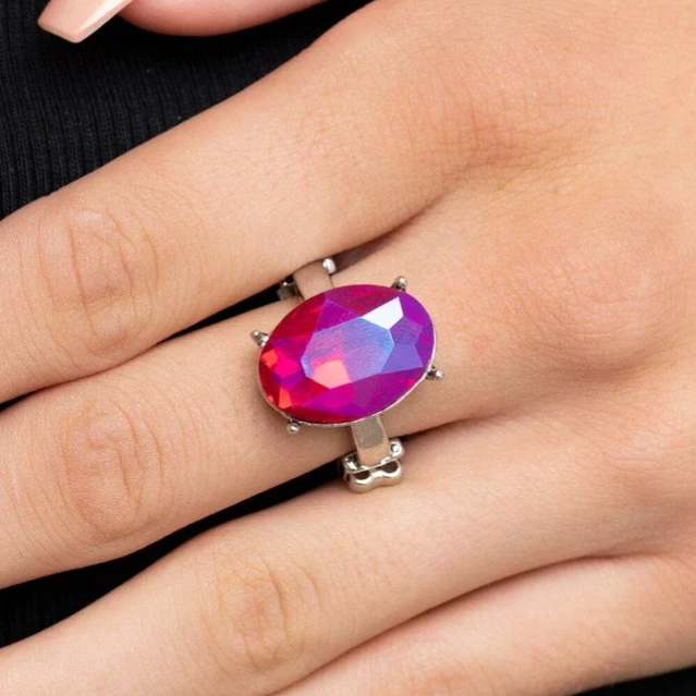 Updated Dazzle Pink Ring IRIDESCENT