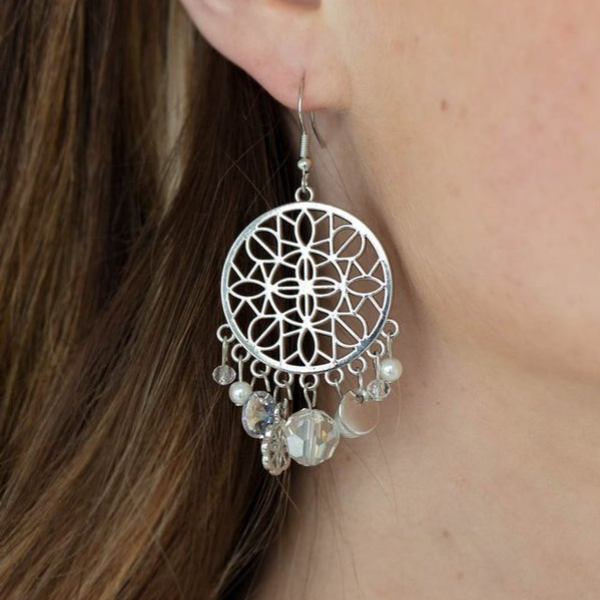 Garden Dreamcatcher - White earrings