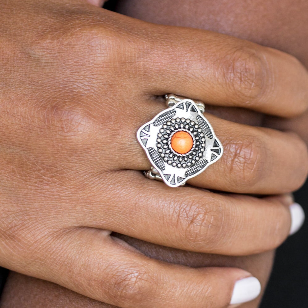 FOUR CORNERS  - ORANGE  TRIBAL  RING