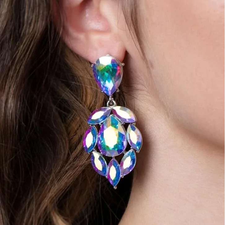 GALACTIC GO-GETTER multi IRIDESCENT~OIL SPILL post earrings