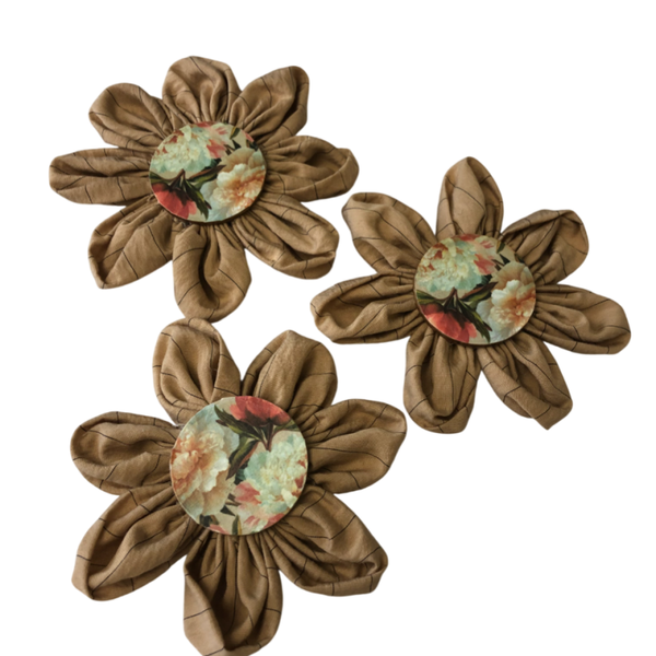 Blue Background Cottage Flower Magnet set of 3/ Flores cottage set de 3