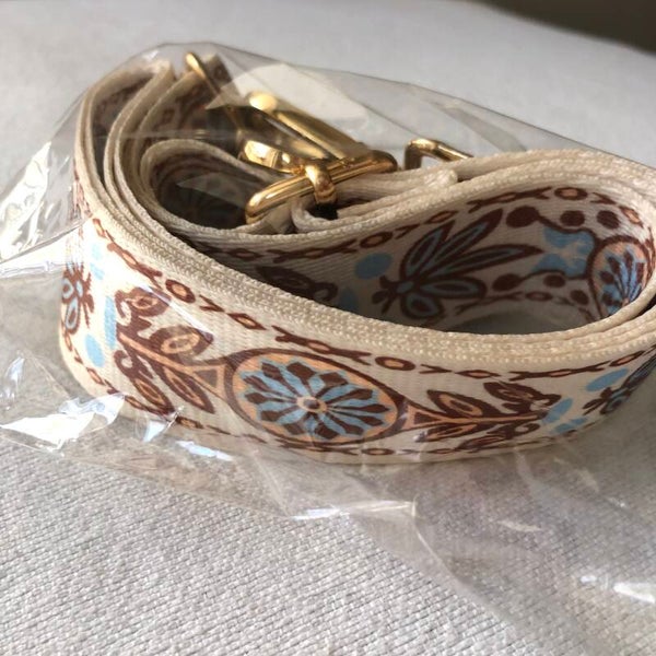 Ready to use Bag strap 44" long Adjustable retro beige/blue