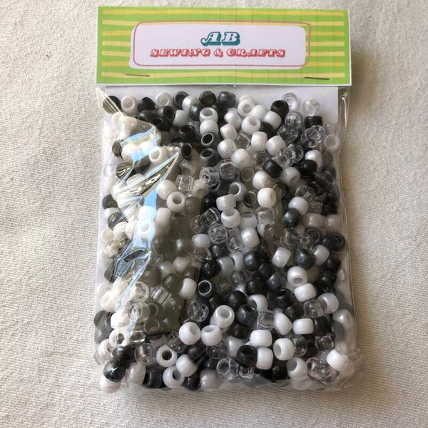 Pirate Pony Beads Black, white & Clear